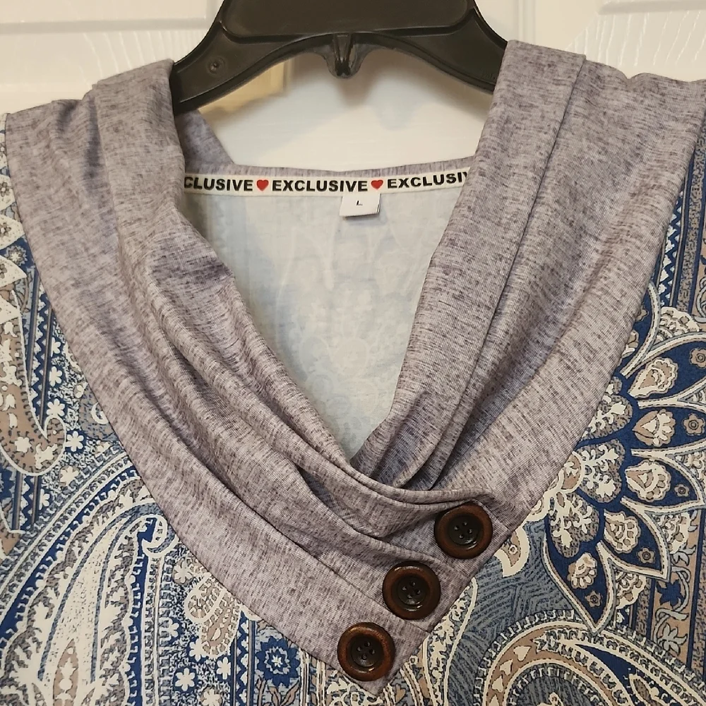 Paisley Print Cowl Neck Blouse - Picture 2 of 10